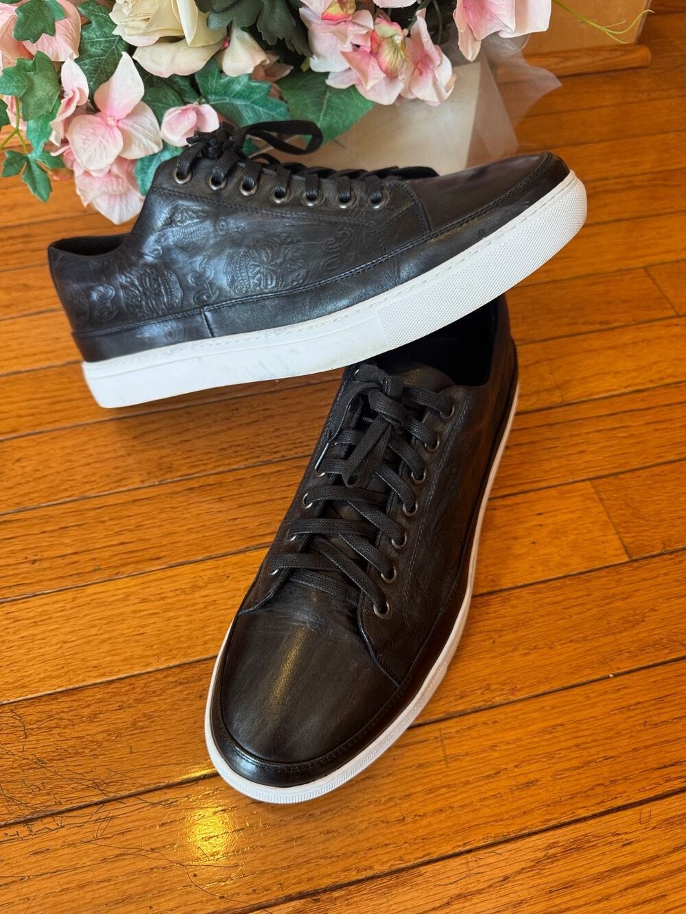 Robert Graham Sneakers Men 11 Artfibers Dreamer Sugar Skull Rose Black (sh800